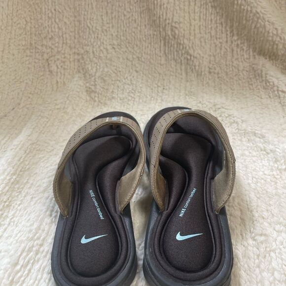 Nike Comfort Cushioned Footbed Khaki,brown & mint blue Thong Sandals SZ10 - Picture 4 of 10
